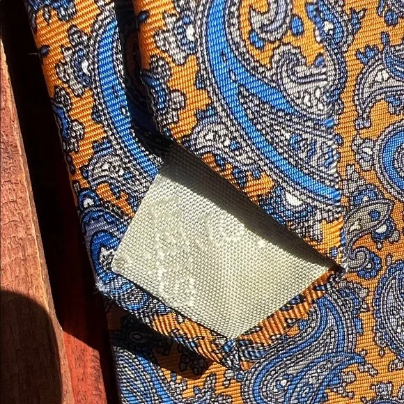 Vintage Dior Mustard and Blue Paisley Silk Tie - Picture 4 of 5